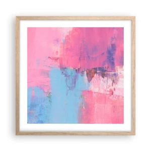 Poster in cornice rovere chiaro - Rosa, blu e un pizzico di luce - 50x50 cm