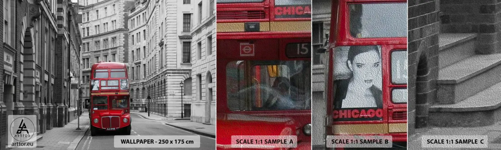 Campione di Fotomurale Premium Sand - Il quotidiano non deve essere grigio - Città, Londra, Architettura - 100x30 cm