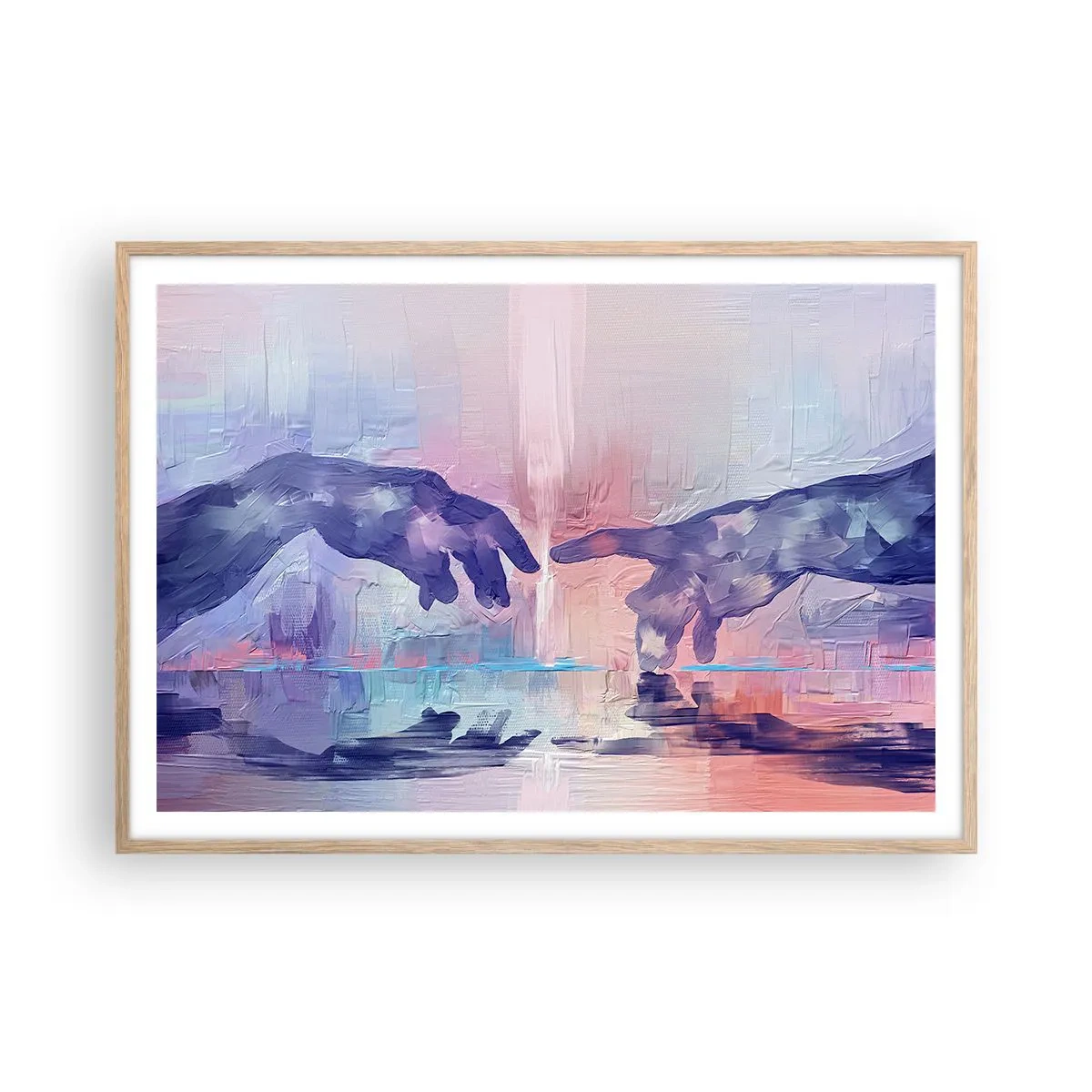 Poster in cornice rovere chiaro - La scintilla divina della vita - 100x70 cm