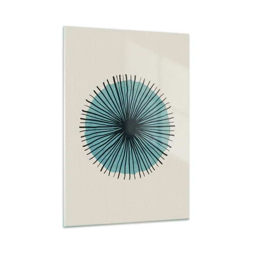Quadro su vetro - Motivo geometrico nei toni del turchese e del nero - 50x70cm - Radiosamente nel blu - Decorazione murale moderna per soggiorno e camera da letto ARTTOR