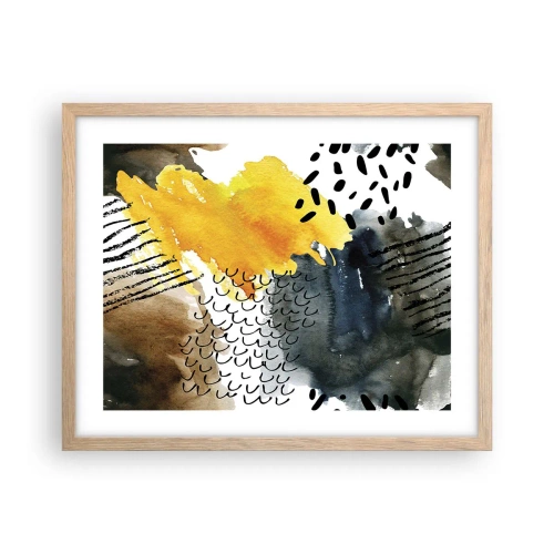 Poster in cornice rovere chiaro - L'incontro degli elementi - 50x40 cm