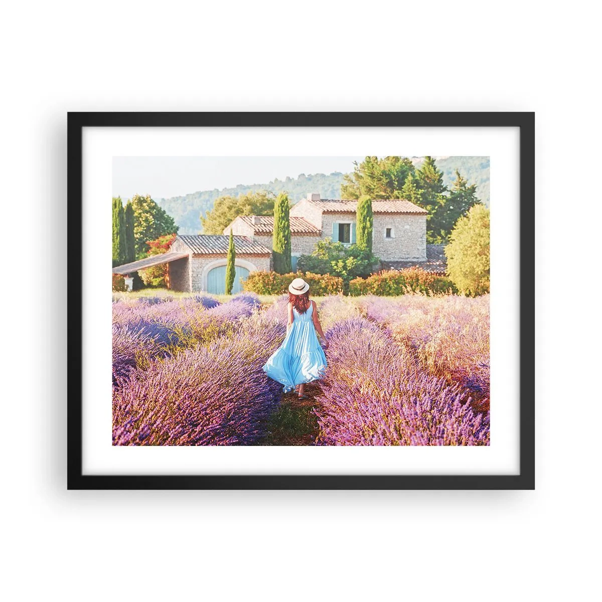 Poster in cornice nera - La ragazza nella lavanda - 50x40 cm