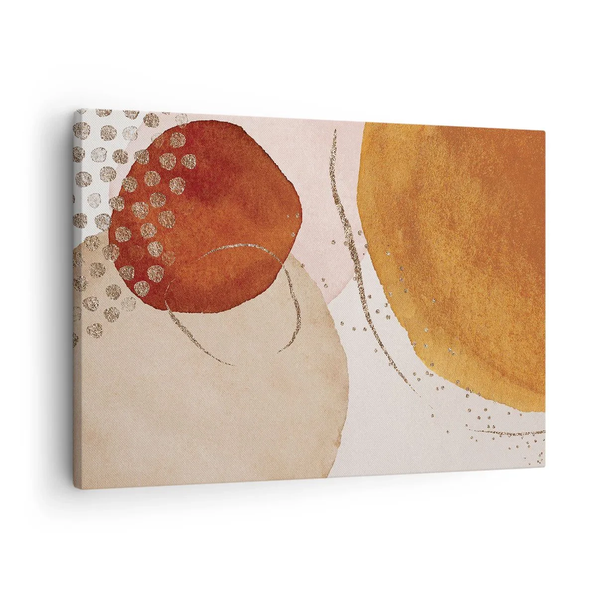 Quadro su tela - Stampe su Tela - Forme astratte in calde tonalità di marrone e oro - 70x50cm - Rotondità e movimento - Decorazione murale moderna per soggiorno e camera da letto ARTTOR