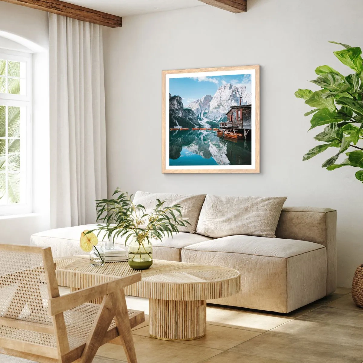 Poster in cornice rovere chiaro - Mattina cristallina sui monti - 60x60 cm