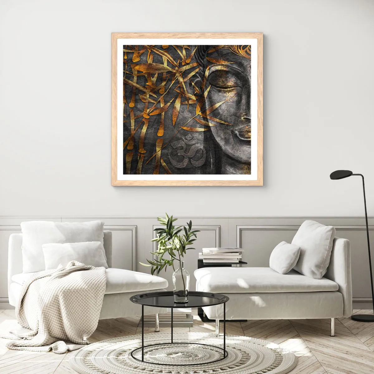 Poster in cornice rovere chiaro - Senti la pace - 30x30 cm