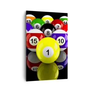 Quadro su tela - Stampe su Tela - Palle da biliardo colorate disposte a triangolo su sfondo nero - 80x120cm - I diversi colori del gioco - Decorazione murale moderna per soggiorno e camera da letto ARTTOR