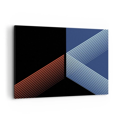 Quadro su tela - Stampe su Tela - Linee geometriche nei toni del rosso e del blu - 120x80cm - Una storia semplice - Decorazione murale moderna per soggiorno e camera da letto ARTTOR