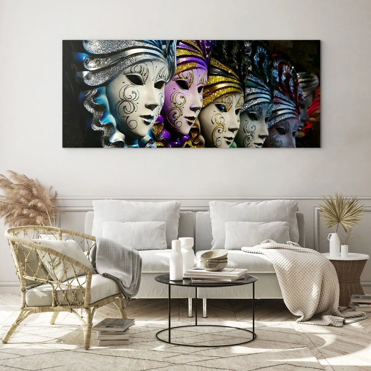 Quadro su vetro - Mistero in oro e argento - 100x40 cm