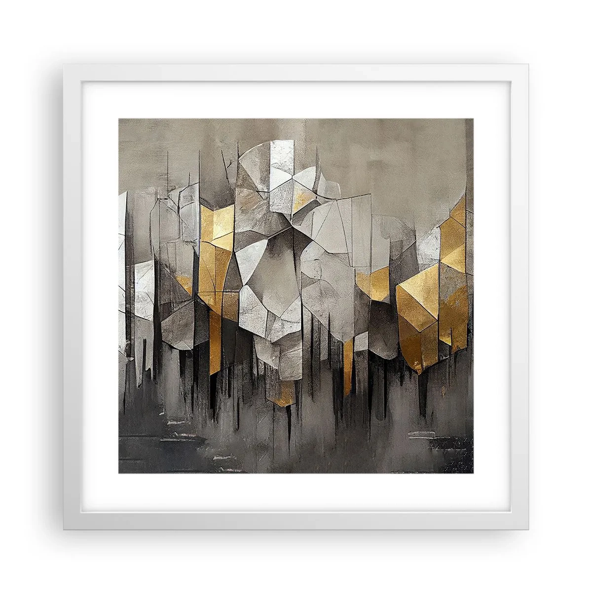 Poster in cornice bianca - Composizione di ghiaccio e luce - 40x40 cm