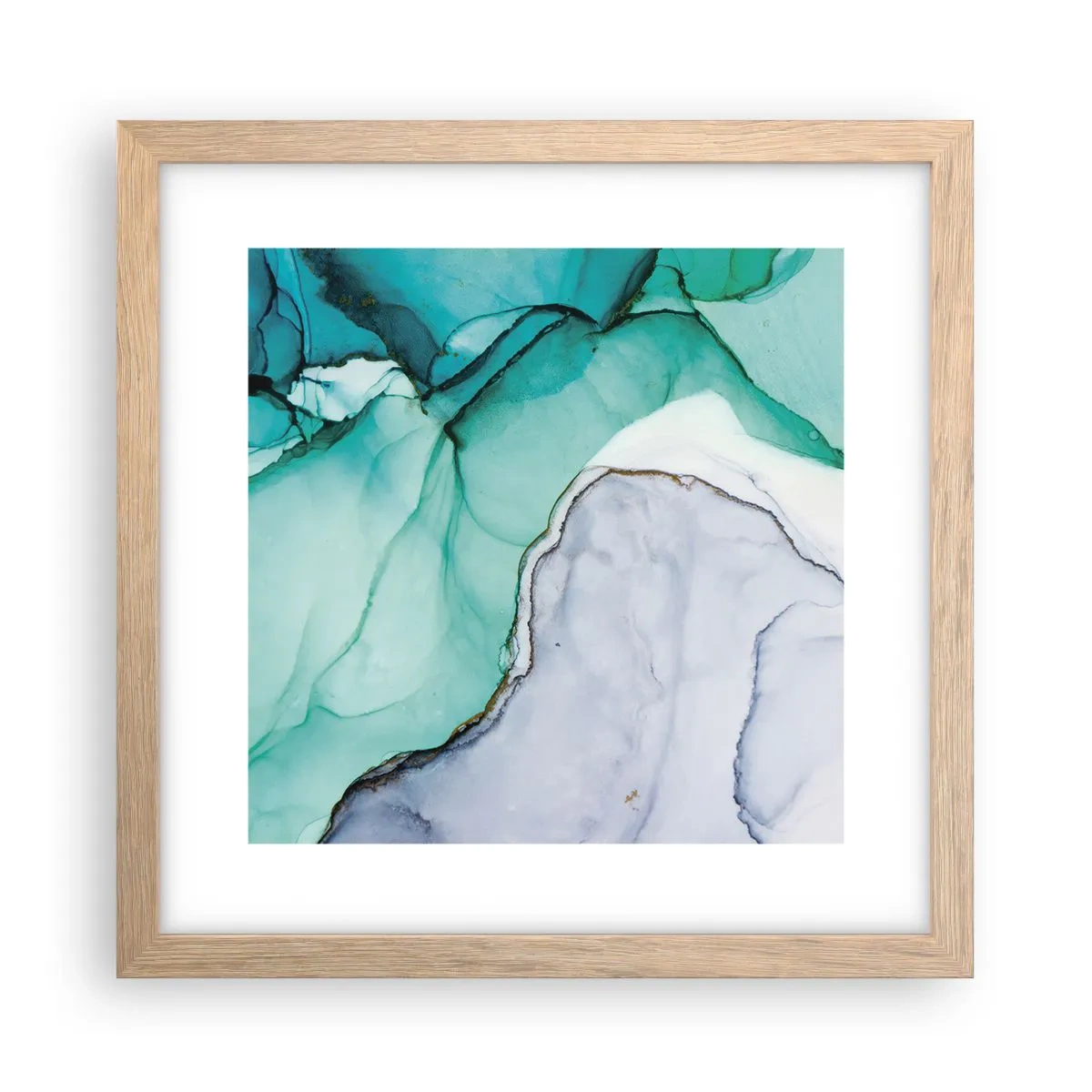 Poster in cornice rovere chiaro - Studio in turchese - 30x30 cm