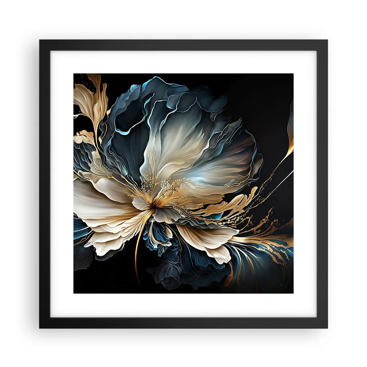 Poster in cornice nera - Fantastico fiore di felce - 40x40 cm