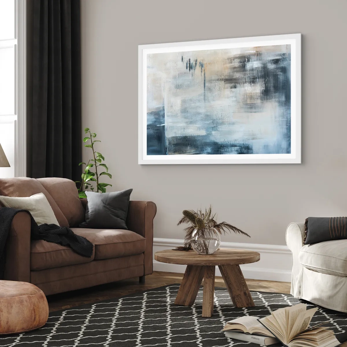 Poster in cornice bianca - Coperti dal blu - 50x40 cm