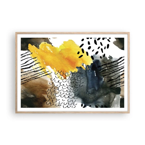 Poster in cornice rovere chiaro - L'incontro degli elementi - 100x70 cm