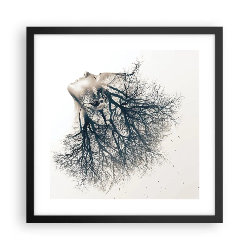 Poster in cornice nera - In ascolto del sussurro dell'albero - 40x40 cm