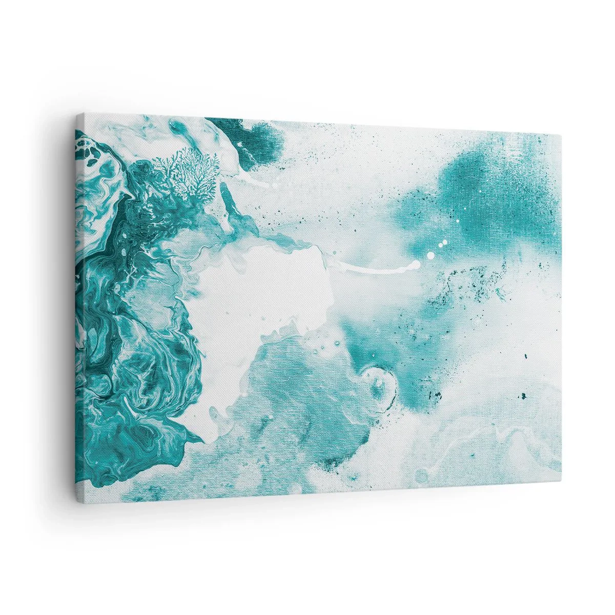 Quadro su tela - Stampe su Tela - Astrazione nei toni del blu con delicati accenti di bianco - 70x50cm - Palude blu - Decorazione murale moderna per soggiorno e camera da letto ARTTOR
