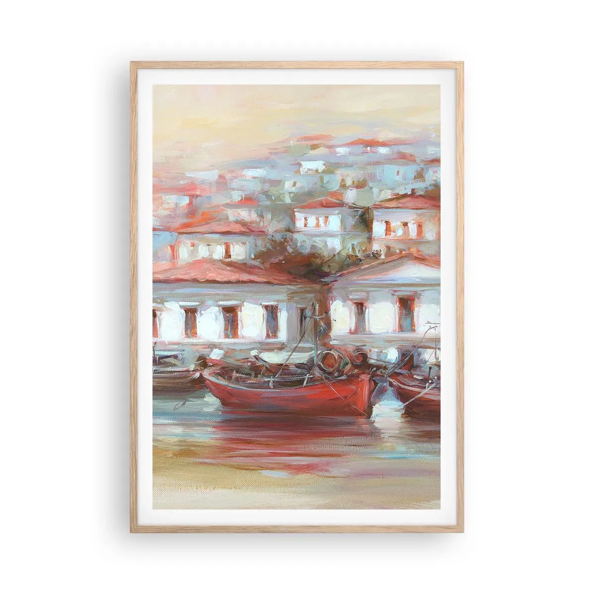 Poster in cornice rovere chiaro - Cittadina felice - 70x100 cm