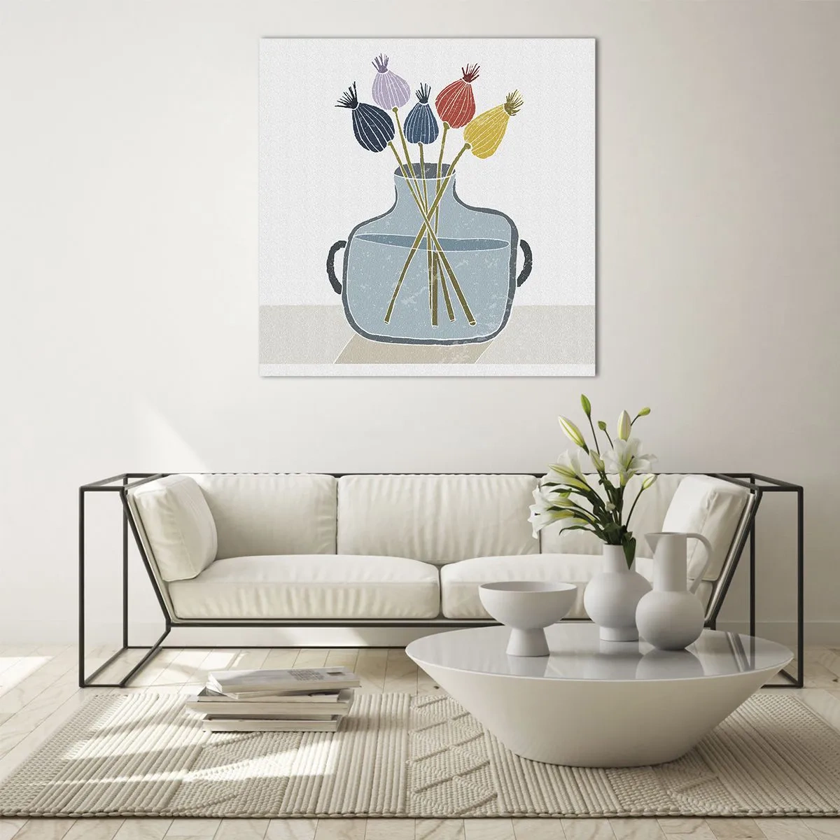 Quadro su vetro - Il silenzio dei papaveri - 40x40 cm