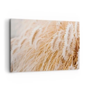 Quadro su tela - Stampe su Tela - Primo piano di erbe dorate e delicate alla luce del sole - 120x80cm - Il fruscio dorato dell'erba - Decorazione murale moderna per soggiorno e camera da letto ARTTOR