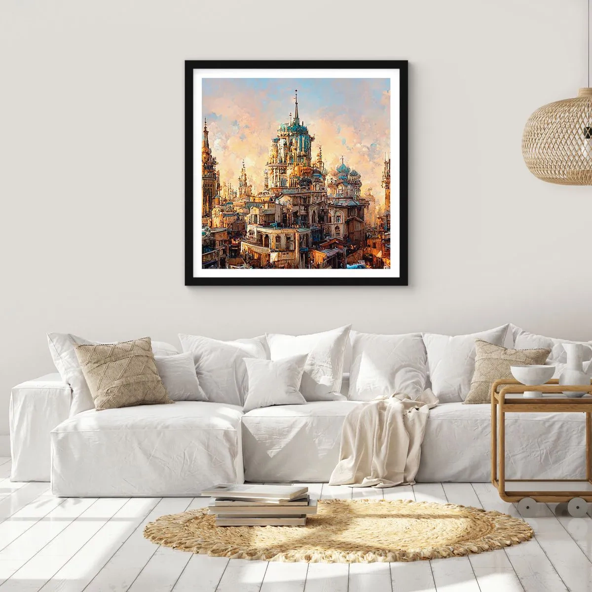 Poster in cornice nera - La città delle città - 60x60 cm