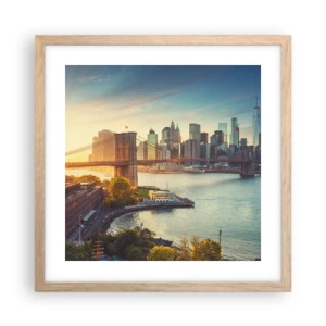 Poster in cornice rovere chiaro - L'alba nella grande città - 40x40 cm