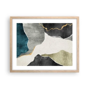 Poster in cornice rovere chiaro - Composizione mosaico con filo d'oro - 50x40 cm