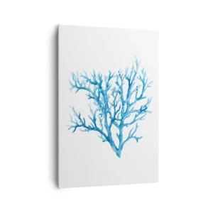 Quadro su tela - Stampe su Tela - Corallo blu su sfondo bianco con un tocco minimalista - 70x100cm - Filigrana marina - Decorazione murale moderna per soggiorno e camera da letto ARTTOR