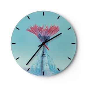 Orologio da parete - Orologio in Vetro - Acqua di fiori, un'esplosione dinamica di colori - 30x30cm - L'abbraccio che ravviva - Decorazione murale moderna per soggiorno, cucina e camera da letto ARTTOR
