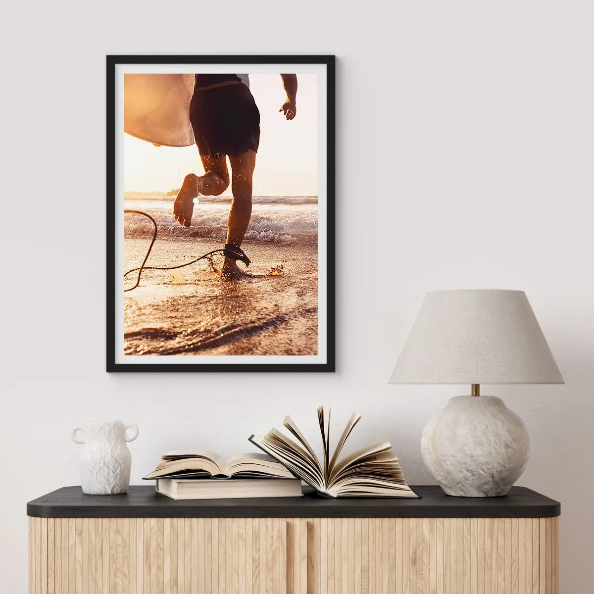 Poster in cornice nera - L'incontro delle onde - 70x100 cm