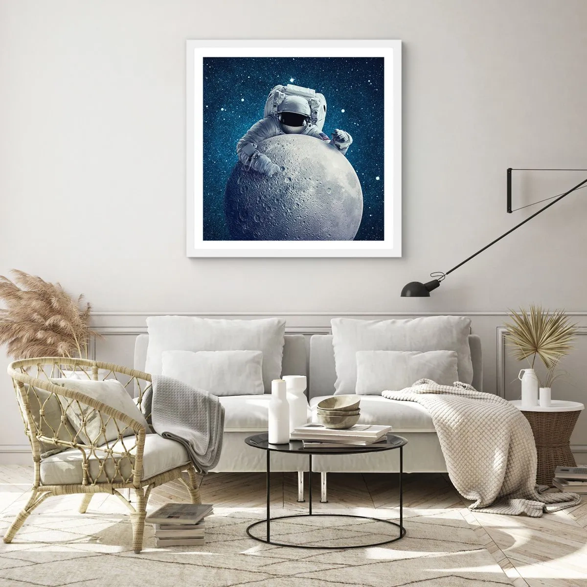 Poster in cornice bianca - Burlone spaziale - 50x50 cm