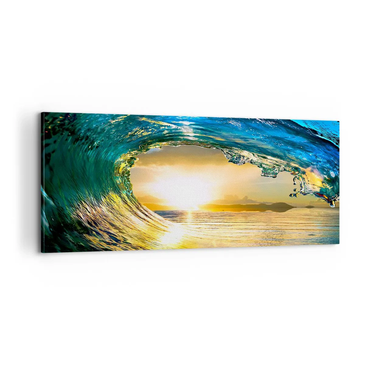 Quadro su tela - Stampe su Tela - Nel cristallo oro e smeraldo - 100x40 cm