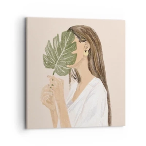 Quadro su tela - Stampe su Tela - Misterioso ritratto con ventaglio - 70x70 cm