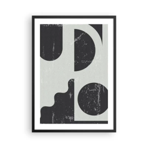 Poster in cornice nera - Composizione geometrica astratta in nero e grigio - 50x70cm - Composizione sopra e sotto - Decorazione murale moderna per soggiorno e camera da letto ARTTOR