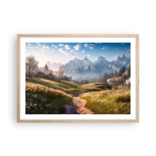 Poster in cornice rovere chiaro - Valle idilliaca - 70x50 cm