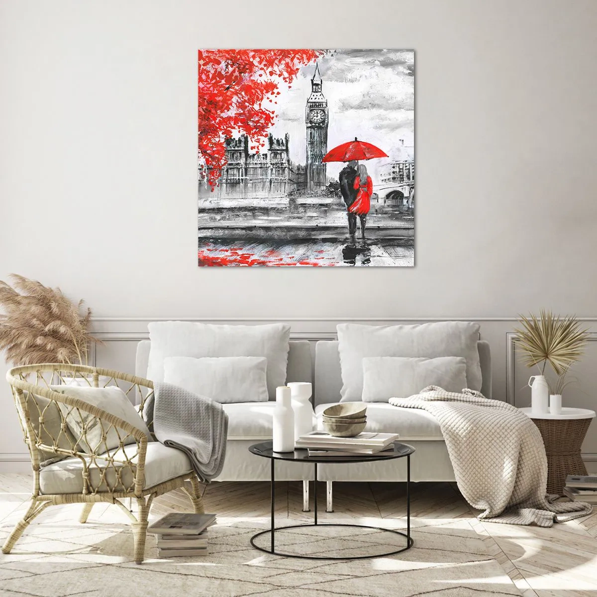 Quadro su vetro - Innamorati a Londra - 30x30 cm