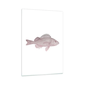 Quadro su vetro - Illustrazione dettagliata di un pesce su sfondo bianco - 80x120cm - Il pesce dagli occhi enormi - Decorazione murale moderna per soggiorno e camera da letto ARTTOR