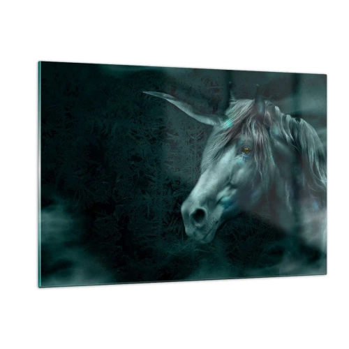 Quadro su vetro - Unicorno nella foresta misteriosa - 120x80cm - Nel bosco incantato - Decorazione murale moderna per soggiorno e camera da letto ARTTOR