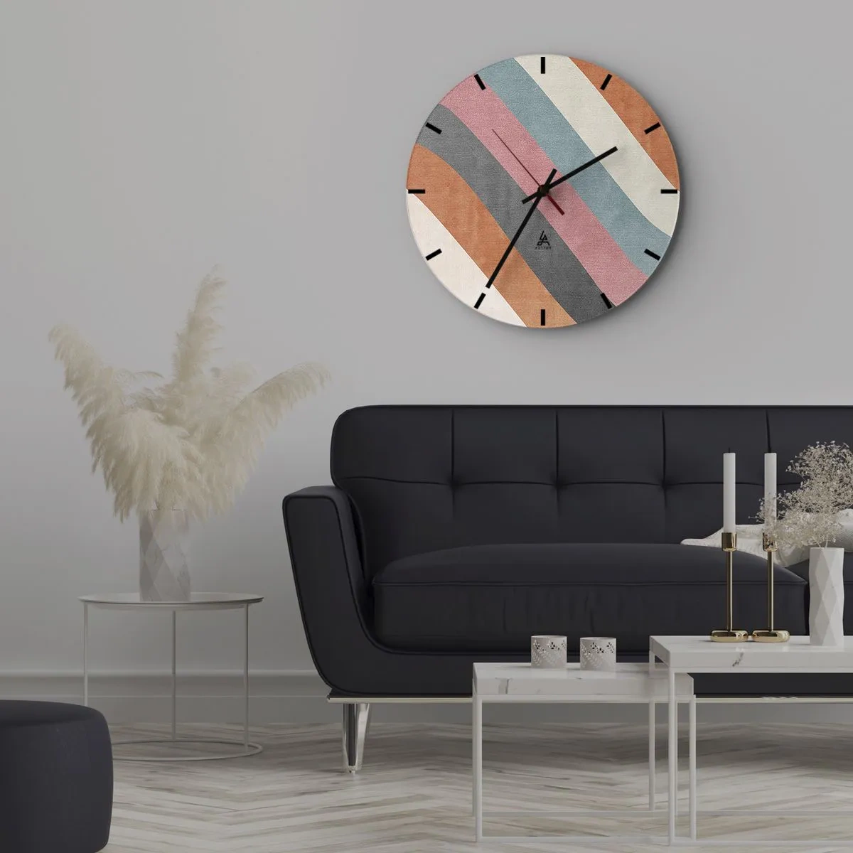 Orologio da parete - Orologio in Vetro - Composizione diagonale: movimento - 30x30 cm