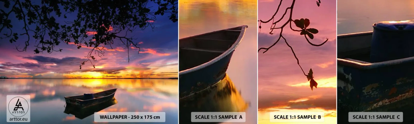 Campione Di Fotomurale Standard Eco - Ti sembra di essere sospeso nel cielo... - Paesaggio, Tramonto, Lago - 100x30 cm