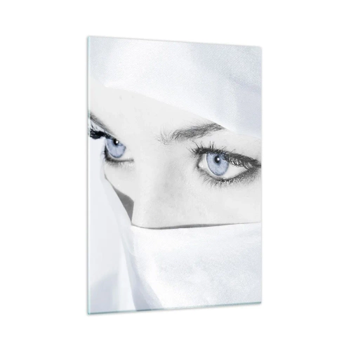 Quadro su vetro - Un ritratto delicato con espressivi occhi azzurri - 50x70cm - Direttamente dalle mille e una notte - Decorazione murale moderna per soggiorno e camera da letto ARTTOR