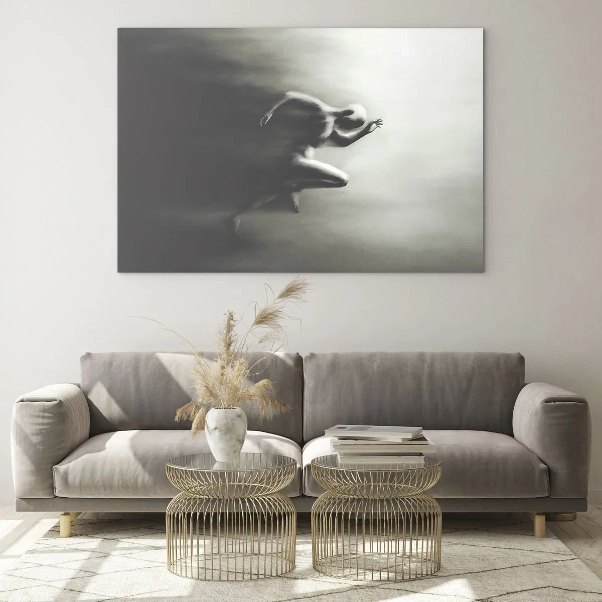 Quadro su vetro - Silhouette dinamica di una figura che corre in luce sfocata - 70x50cm - Inarrestabile - Decorazione murale moderna per soggiorno e camera da letto ARTTOR
