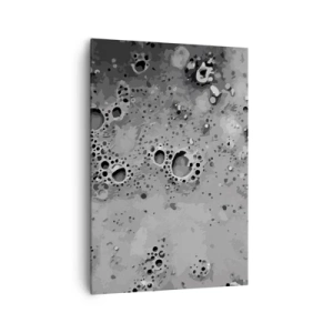 Quadro su tela - Stampe su Tela - Motivo astratto a bolle in bianco e nero - 70x100cm - Come un paesaggio lunare - Decorazione murale moderna per soggiorno e camera da letto ARTTOR