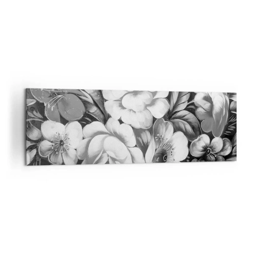 Quadro su tela - Stampe su Tela - Fiori bianchi e neri in una composizione classica ed elegante - 160x50cm - Belli anche in grigio - Decorazione murale moderna per soggiorno e camera da letto ARTTOR