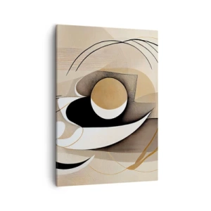 Quadro su tela - Stampe su Tela - Composizione astratta nei toni del beige e del nero - 50x70cm - Composizione: l'essenza delle cose - Decorazione murale moderna per soggiorno e camera da letto ARTTOR