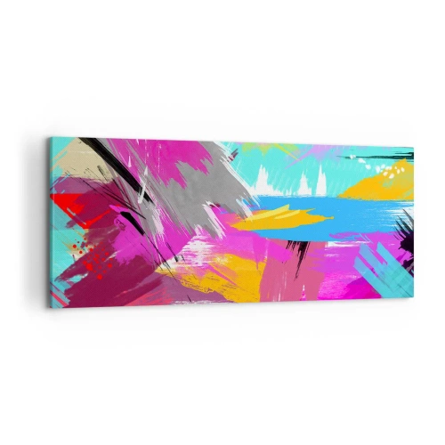 Quadro su tela - Stampe su Tela - Astrazione dinamica in colori intensi - 120x50cm - Pennellata dopo pennellata - Decorazione murale moderna per soggiorno e camera da letto ARTTOR