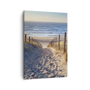 Quadro su tela - Stampe su Tela - Sentiero tra le dune che conduce alla spiaggia - 50x70cm - Rumore del mare, uccelli che cantano, spiaggia selvatica tra i cespugli... - Decorazione murale moderna per soggiorno e camera da letto ARTTOR