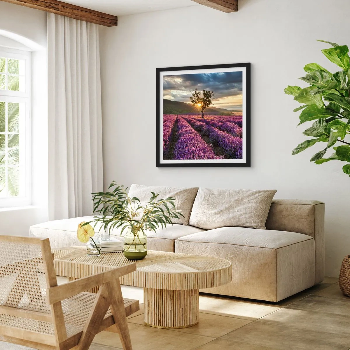 Poster in cornice nera - Aroma di colore lilla - 30x30 cm