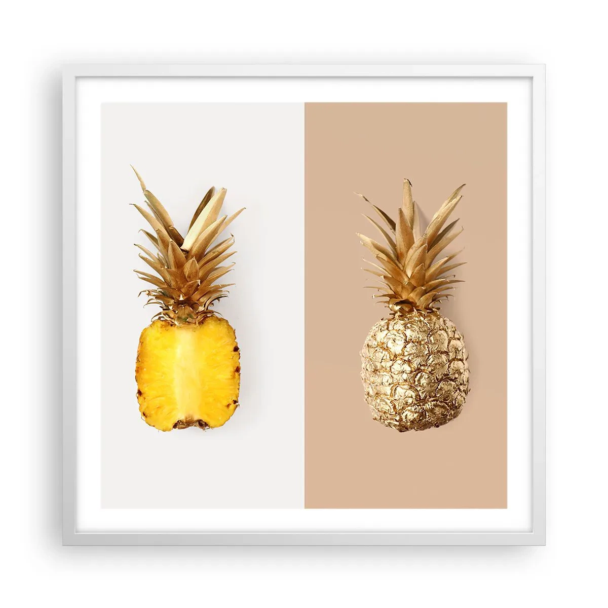 Poster in cornice bianca - Ananas per due - 60x60 cm