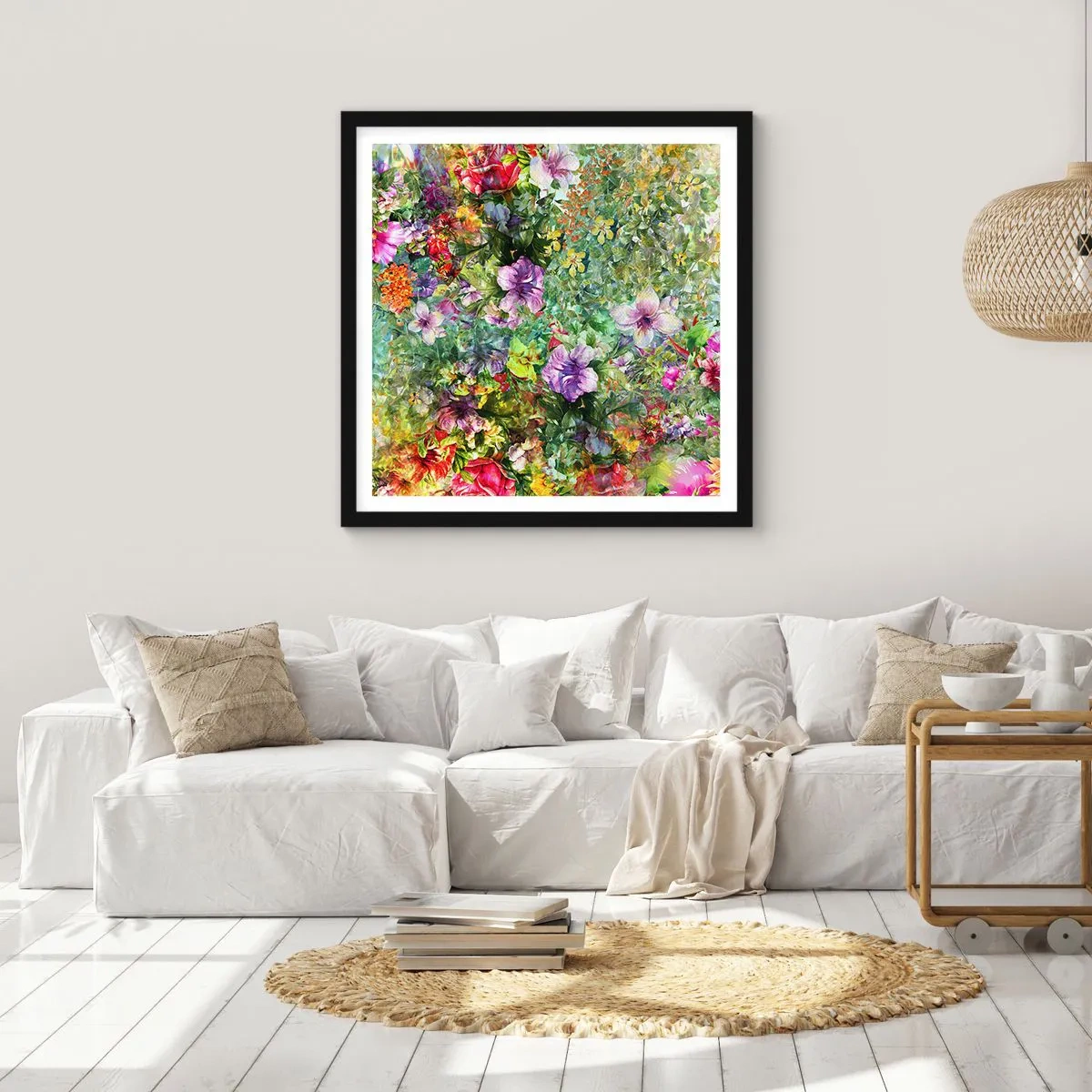 Poster in cornice nera - Perdersi nei fiori - 60x60 cm