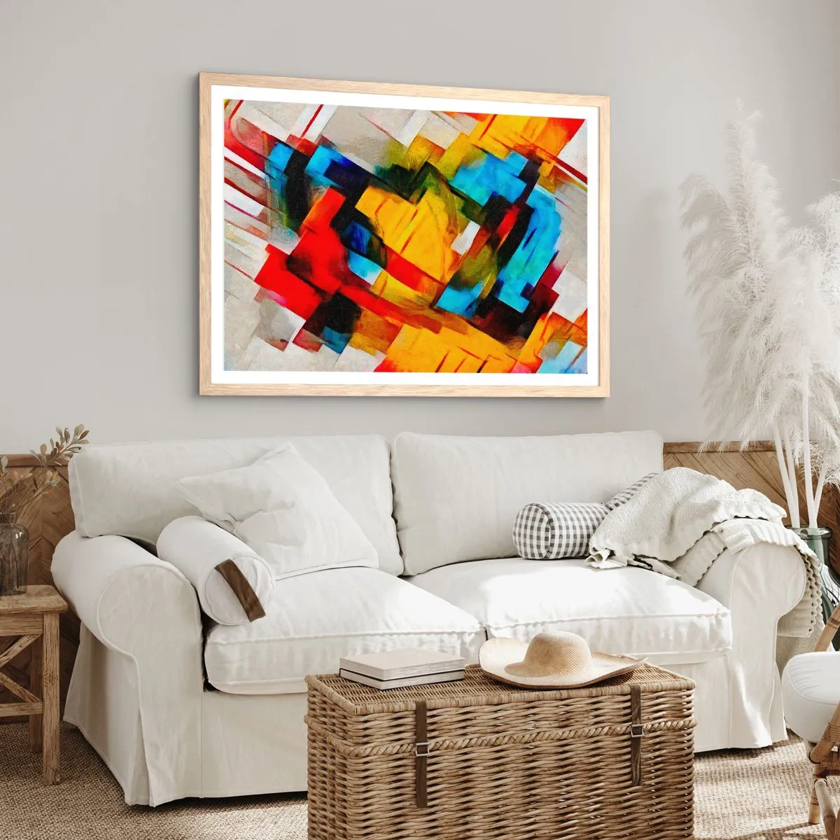 Poster in cornice rovere chiaro - Intreccio multicolore - 91x61 cm