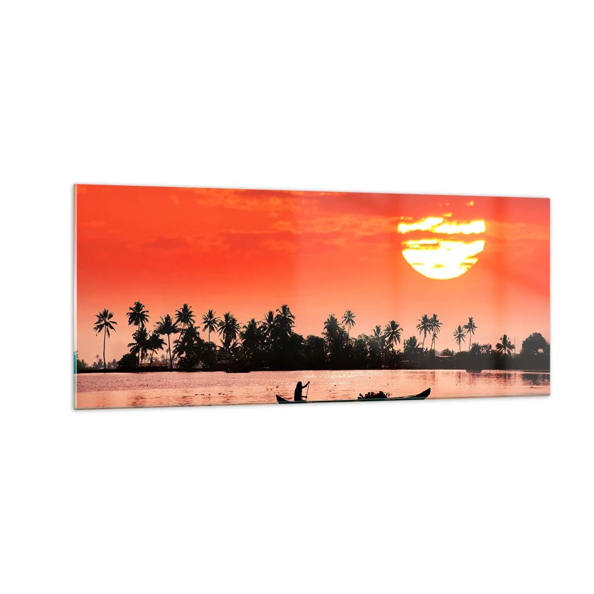 Quadro su vetro - La calma dei tropici al tramonto - 100x40 cm